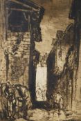 Sir Frank Brangwyn R.A. (Welsh, 1867-1956), 'A Continental street scene', early C20th, etching