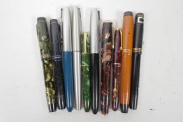 Ten vintage fountain pens, 7 x Parker, 3 x Conway Stewart