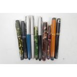 Ten vintage fountain pens, 7 x Parker, 3 x Conway Stewart