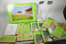 A quantity of vintage Subbuteo OO scale equipment, players, teams etc
