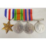 A set of three British Second World War service medals together with a WW2 campaign medal