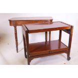 A Georgian mahogany 'D' end side table and mid C20th cantilever serving trolley