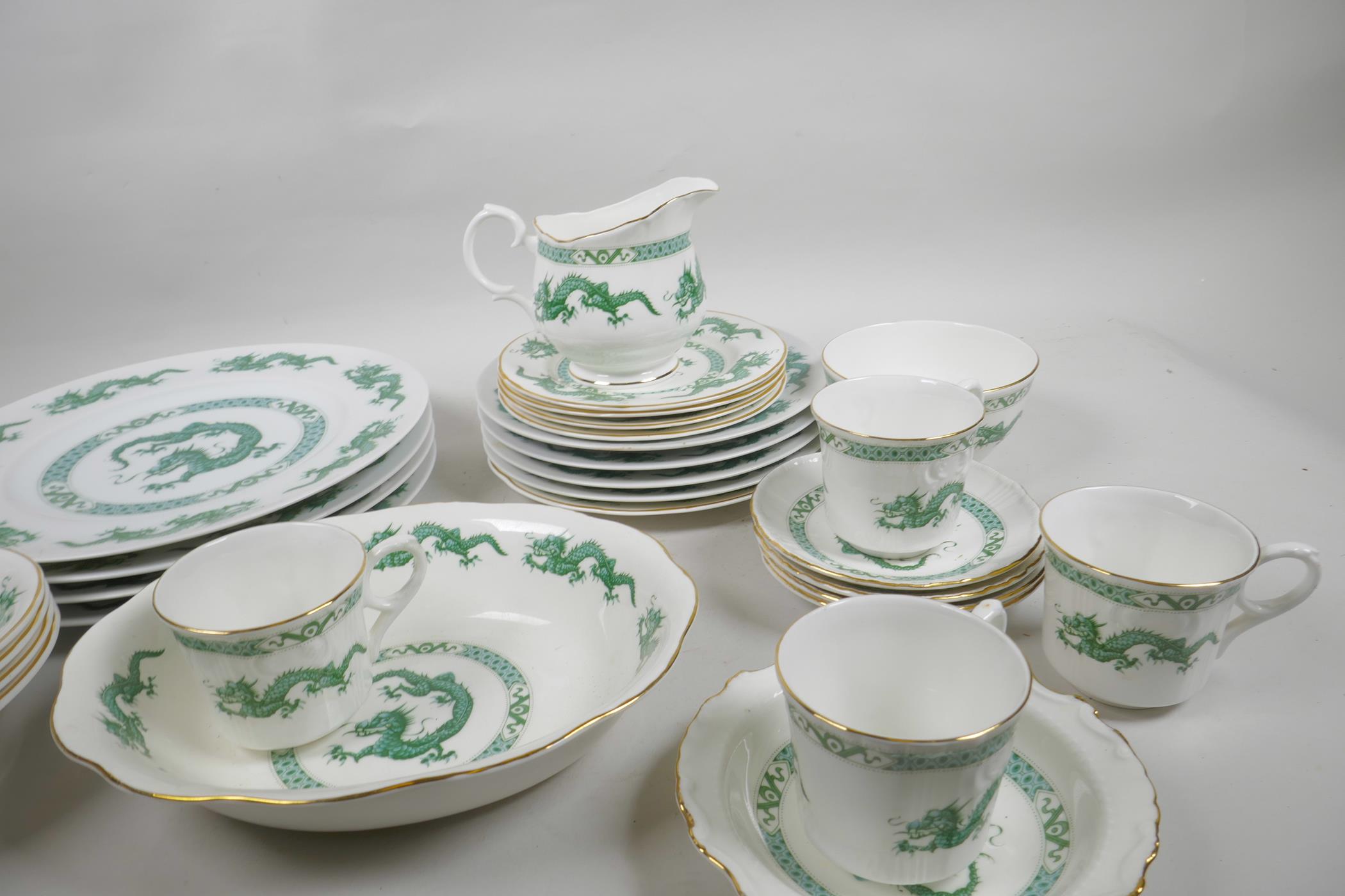 A Newcastle on Tyne China four place setting dragon pattern dinner and tea service - Image 2 of 4