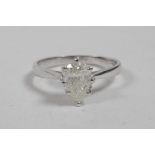 An 18ct white gold, pear shaped diamond ring, 75 points, approximate size 'N/O'