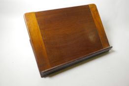 A C19th mahogany table top adjustable reading stand, 15½" wide