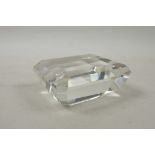 An 'emerald cut' glass paperweight/prism, 3" x 4"