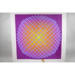 Yvaral (Jean Pierre Vasarely) (French), op-art spherical abstract, limited edition screen print,