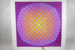 Yvaral (Jean Pierre Vasarely) (French), op-art spherical abstract, limited edition screen print,