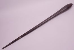 A C19th Pacific Islands tapered hardwood throwing club, 26" long