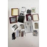 Thirteen lighters including a Ronson Black lacquer case lighter, a boxed Ronson Princess, a boxed