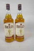 Two one litre bottles of Bell's blended Scotch whisky