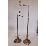 A pair of Besselink & Jones adjustable brass standard lamps, 58" high