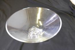 A large clear lead crystal tazza on twisted stepped pedestal, 14" diameter