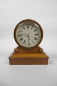 A late C19th/early C20th walnut mantel clock with a French brass movement, 6½" high