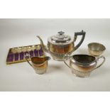 An early C20th John Round and Son of Sheffield silver plated tea service; consisting of a teapot,