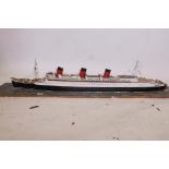 A diorama with scratch built scale model of a passenger liner, 56" x 12"