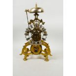 A French fusee skeleton clock striking on a bell, A/F, 11½" high