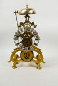 A French fusee skeleton clock striking on a bell, A/F, 11½" high