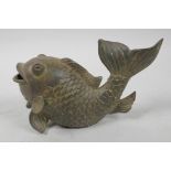 A Chinese figure of a carp, 7" long