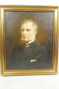 A C19th oil on canvas portrait of a distinguished gentleman signed MM and dated 1890, 10" x 12"