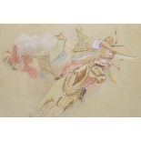 An early C20th Russian horsemen watercolour, unsigned, 12½" x 10½"