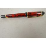 A Waterman Phileas red marbled fountain pen in presentation box