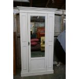 A Victorian painted pine wardrobe, with single mirrored door, 46" x 22" x 82"
