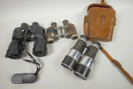 A pair of N.S.L. lightweight aluminium binoculars, model Y2725, together with two other pairs of