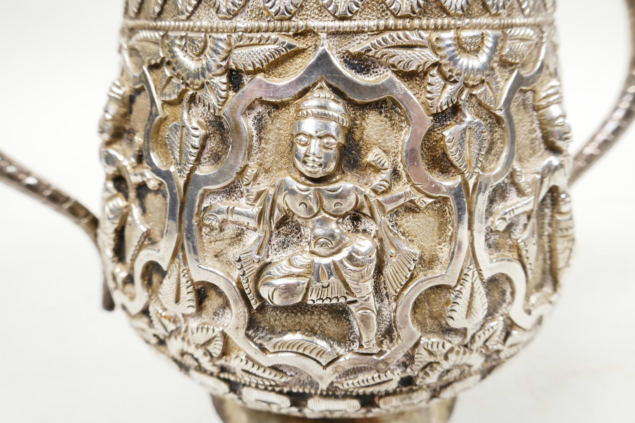 A beautiful C19th Anglo-Indian solid silver (tested) tea service, comprising teapot, cream jug and - Image 6 of 9