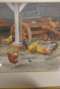 Neville Mardell, hens in a farmyard, signed and dated '94, watercolour and bodycolour, 8" x 9½"