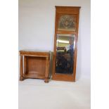 A C19th Continental satinwood console table, inlaid with burr walnut and boxwood fans, the top inset