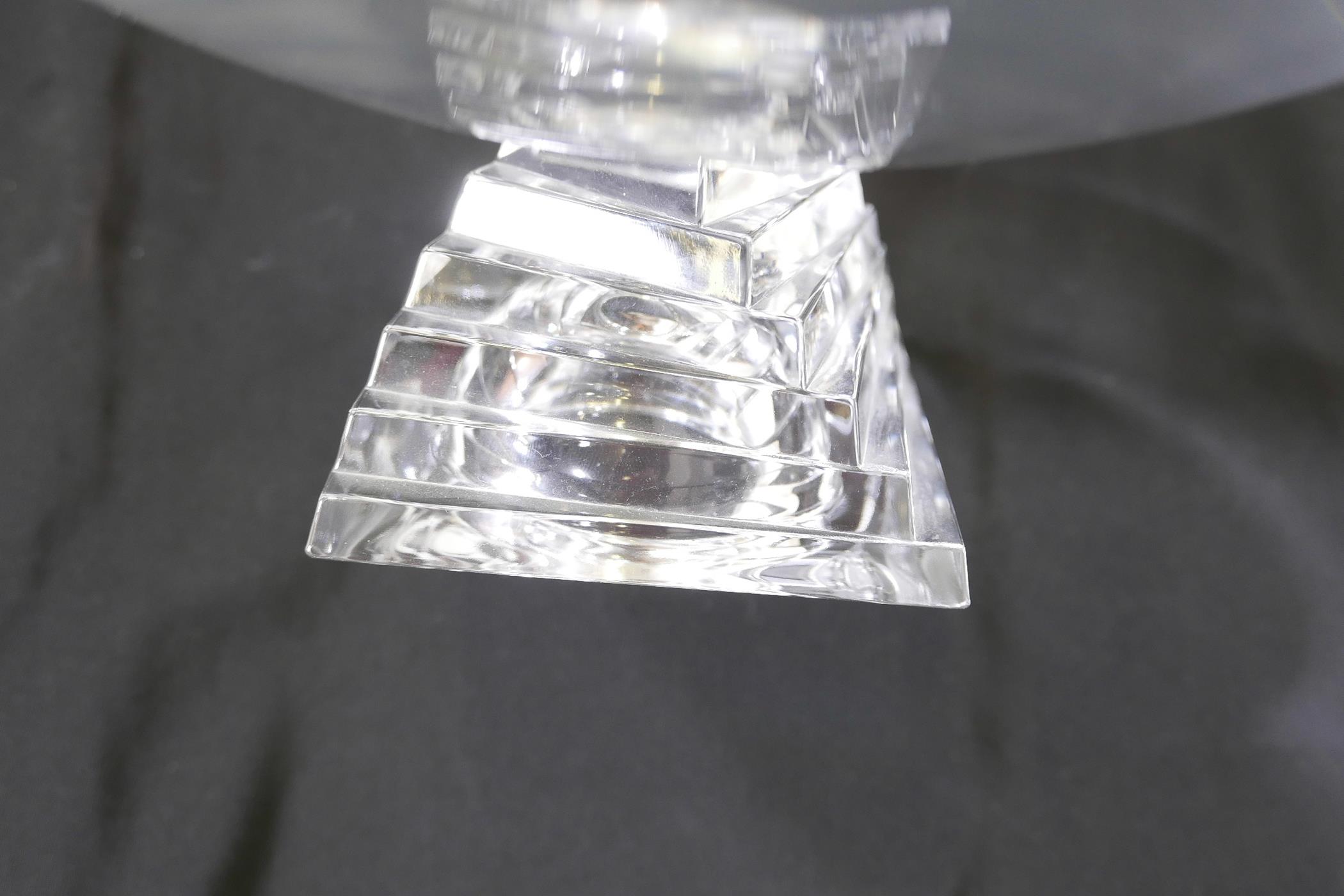 A large clear lead crystal tazza on twisted stepped pedestal, 14" diameter - Image 3 of 4