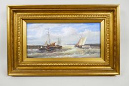 T. Larsen (Continental, C20th), Dutch shipping scene, signed lower left, oil on board, 10" x 16"