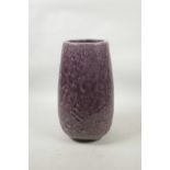 A purple crackle glazed art pottery vase, 11½" high