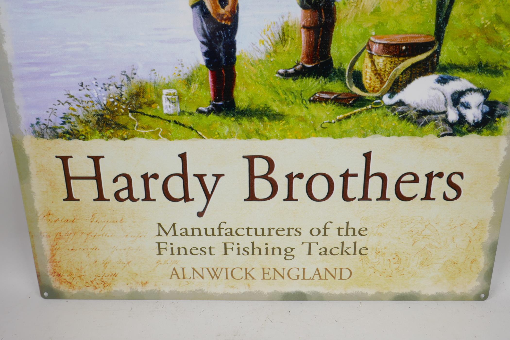 A replica metal advertising sign for Hardy Bros fishing equipment, 20" x 27½" - Image 2 of 2