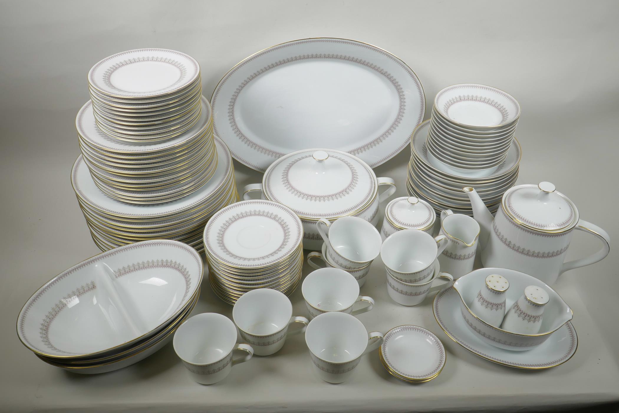 A Noritake 'Nina' pattern eight place dinner and tea service with some spares, A/F, largest 16" x - Image 2 of 5