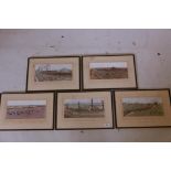 After Cecil Aldin, a set of five hunting prints, the Cheshire hounds, away for Tattenhall, the