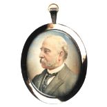 Ernest Rinzi (British, 1836-1909), a portrait miniature of 'Mr J.D.D. Robertson', c.1904, signed