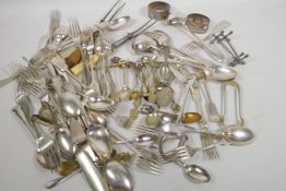 A box of silver plated flatware