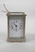 A silver plated carriage clock, 4½" high