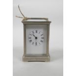 A silver plated carriage clock, 4½" high