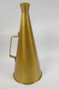 A replica brass megaphone, 13½" long