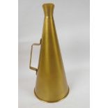 A replica brass megaphone, 13½" long