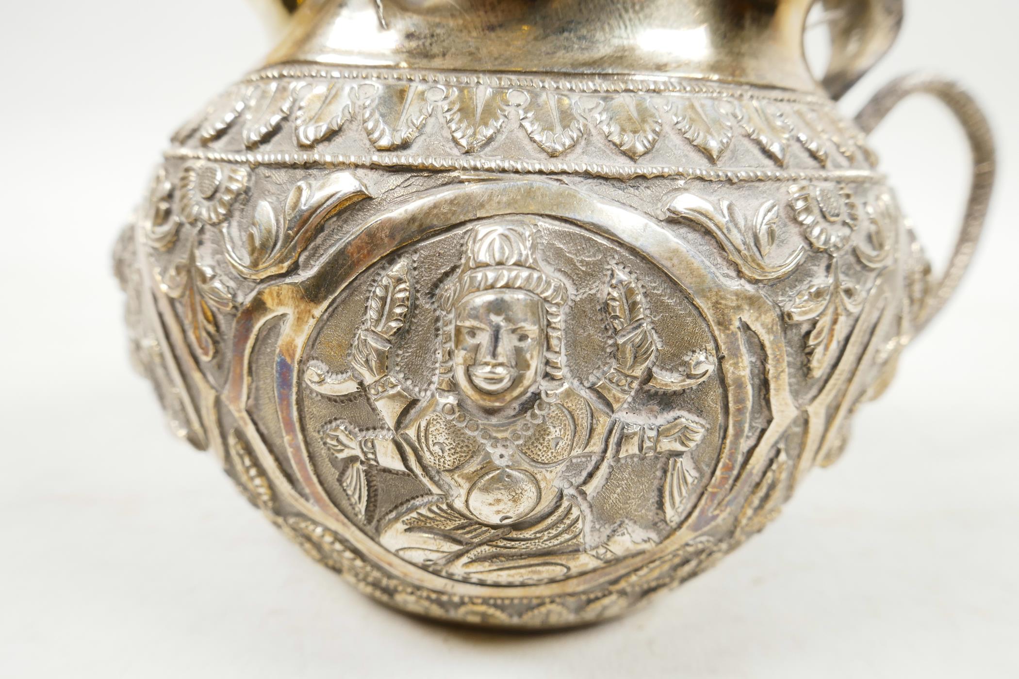 A beautiful C19th Anglo-Indian solid silver (tested) tea service, comprising teapot, cream jug and - Image 8 of 9