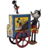 Rare Tinplate Distler Mickey Mouse Organ Grinder, German circa 1930