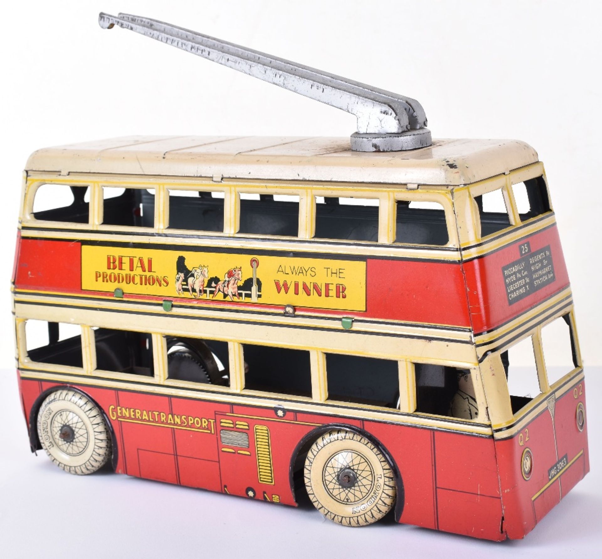 Scarce Betal Clockwork Tin-plate General Transport Trolley Bus - Image 2 of 3