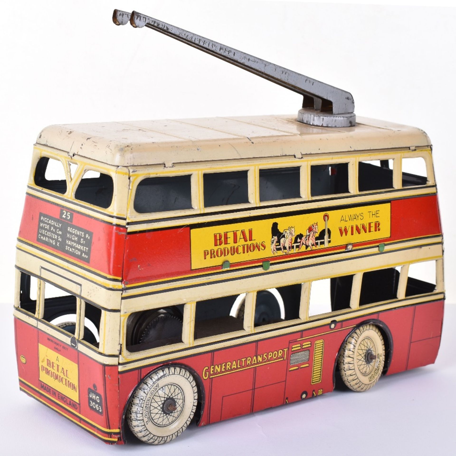 Scarce Betal Clockwork Tin-plate General Transport Trolley Bus - Image 3 of 3