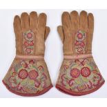 Fine pair of Native American embroidered leather gauntlets