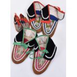 3x assorted pairs of Native American beadwork leather moccasins