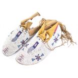 Pair of Native American soft leather moccasins